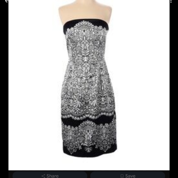 White House Black Market Strapless Black and White Dress - Picture 2 of 11